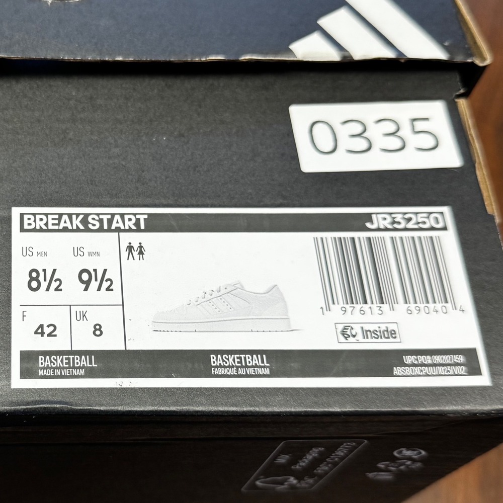 Adidas Break Start JR3250 White Sneakers Men's 8.5 Women's 9.5 New with Tags Box - Picture 6 of 6